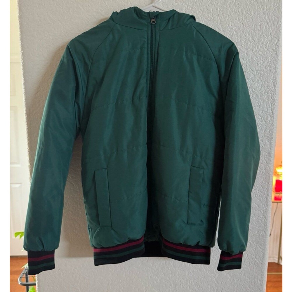 Climate Concepts Kids Green Puffer Jacket XL 14/16 Hooded Winter Coat